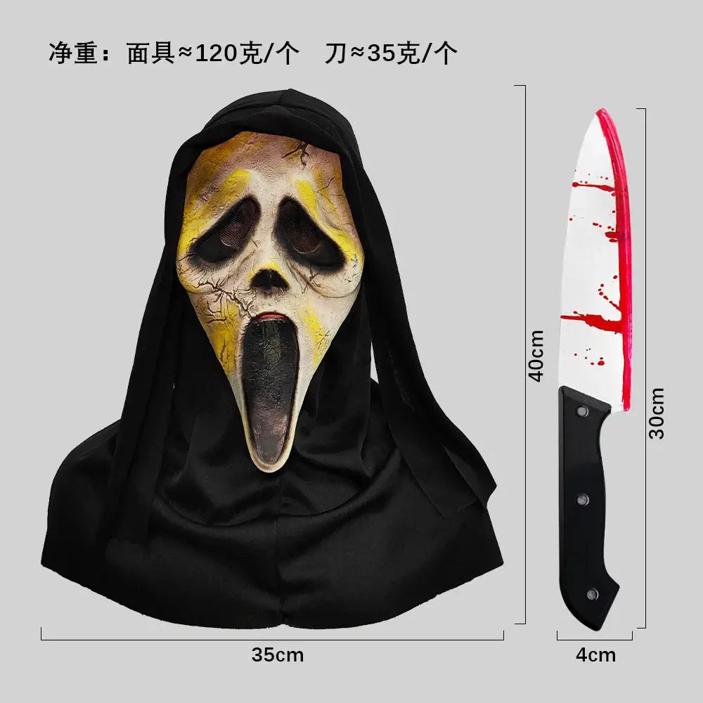 Screaming, Terrifying, Bloody Headset, Makeup Ball, Skull, Ghost Face Mask, Halloween Party, Mock Prop Good Vibrations
