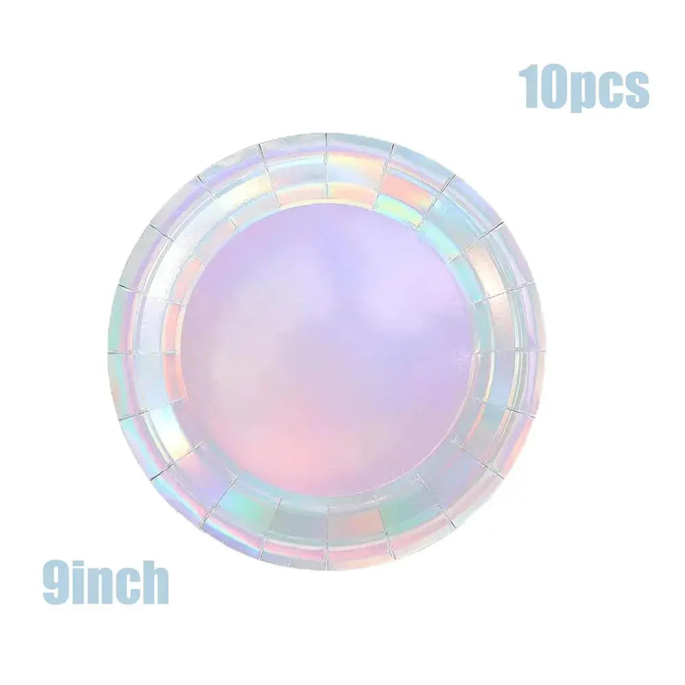 Laser Disposable Tableware Sets Silver Party Paper Cups Paper Plates Straw Party Tableware Wedding Decor Birthday Party Supplies Good Vibrations