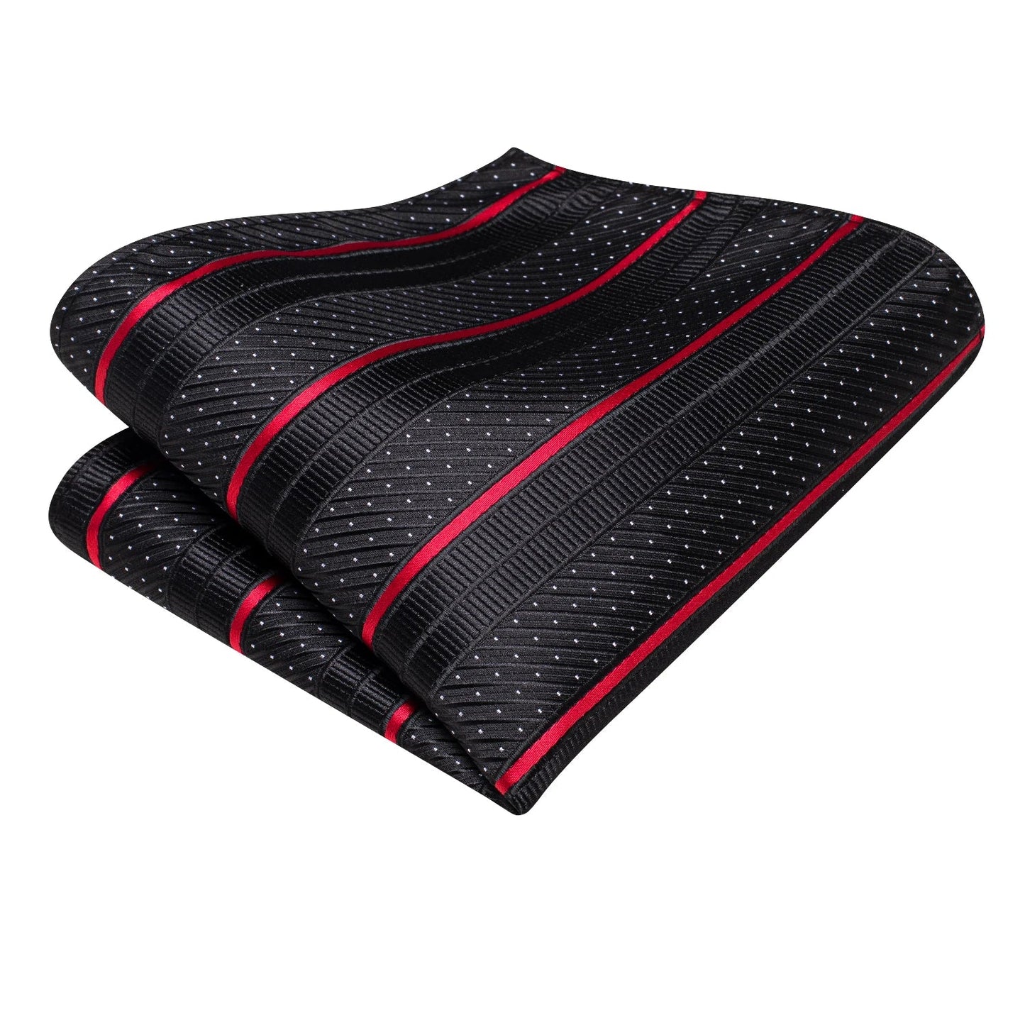 Black Red Striped Silk Wedding Tie For Men Handky Cufflink Gift Men Necktie Fashion Business Party Dropshiping Hi-Tie Designer Good Vibrations
