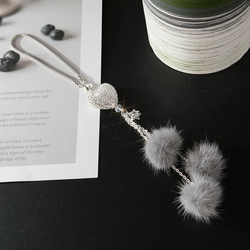 Fashion Diamond Car Accessorie Bling Hairball Pendant Auto Rearview Mirror Pendant Birthday Gift Auto Decoraction Ornaments Good Vibrations