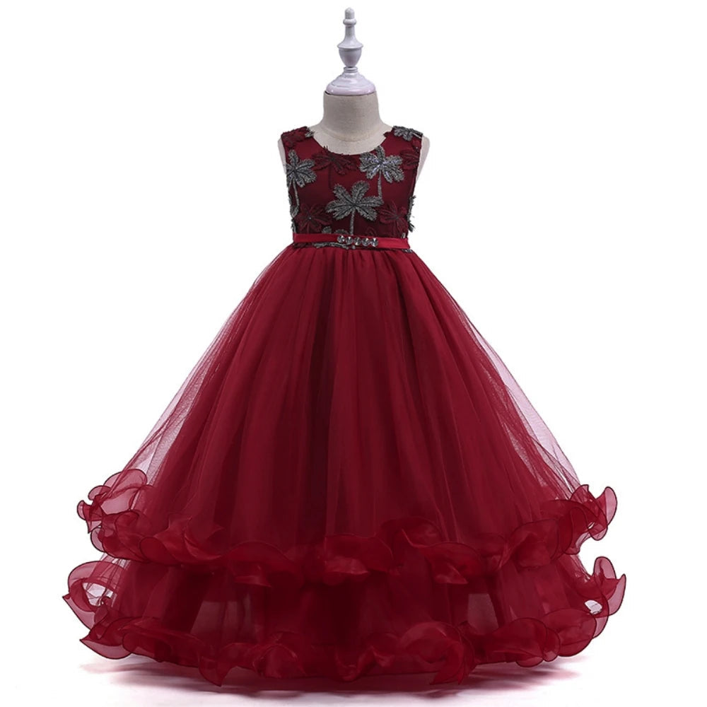 Elegant Bridesmaids Flower Party Girls Dress Embroidery Birthday Wedding Princess Dresses For Girls School Evening Prom Costumes Good Vibrations