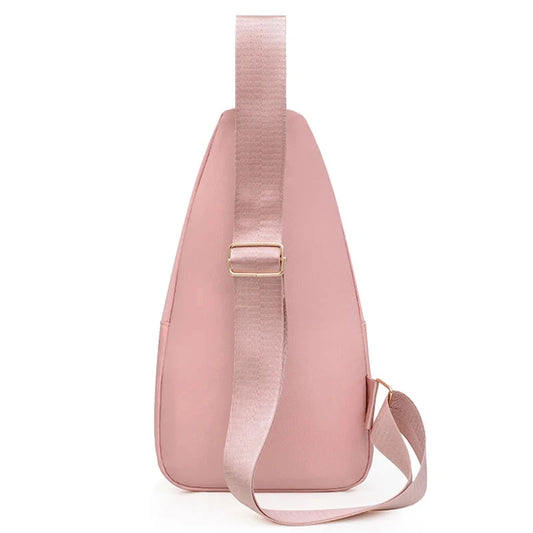 Neutral style backpack for men and women, with multiple color slanted fabric and nylon material. Suitable for travel. Good Vibrations