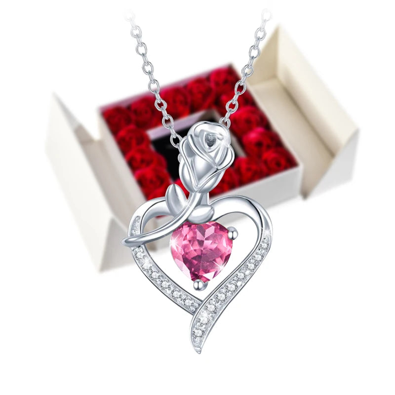 Gifts for Women Jewelry Pendant Necklace /w Soap Eternal Rose Gift Box Mother's Day Necklace Jewelry Wedding Anniversary Gifts Good Vibrations