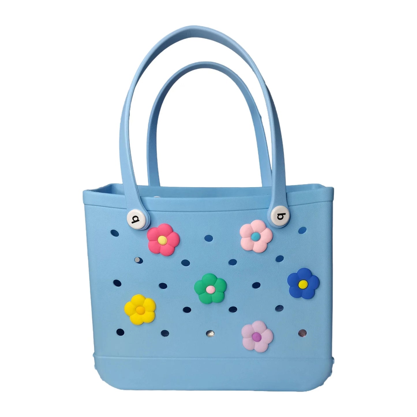 6pcs Beach Bags Flower Charms, Accessories Decoration For Rubber Totes Bag, Summer Croc Charms For Bag Good Vibrations