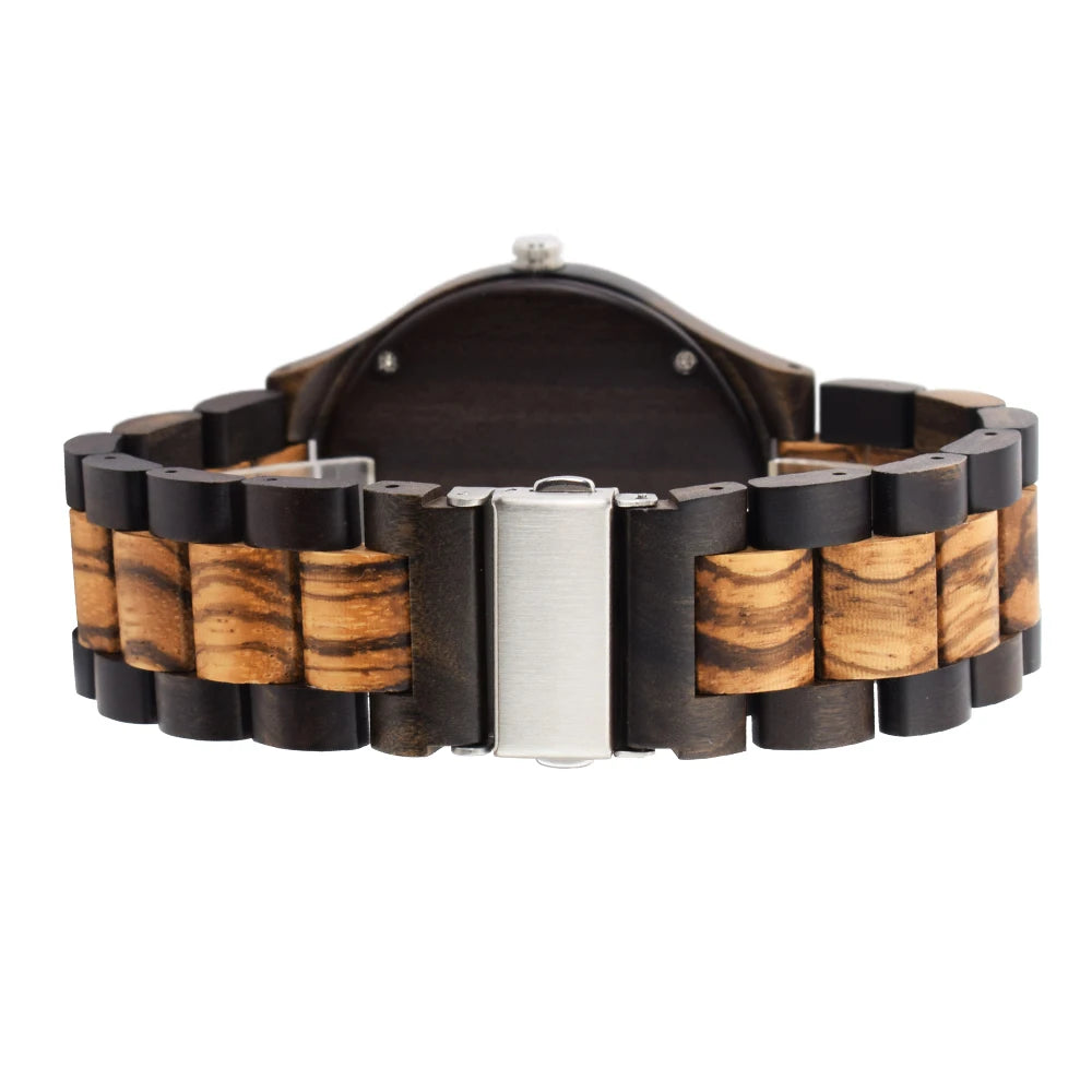 Wooden Watches for Men, Great Japanese Quartz Analog, Stylish Exotic Watch with Adjustable Stainless Steel Clasp, Buckle, Made f Good Vibrations