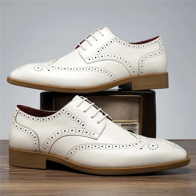 Fashion New Men's Pointed Green White Casual Brogues Oxford Shoes Male Wedding Dress Homecoming Formal Wedding Formal Footwear