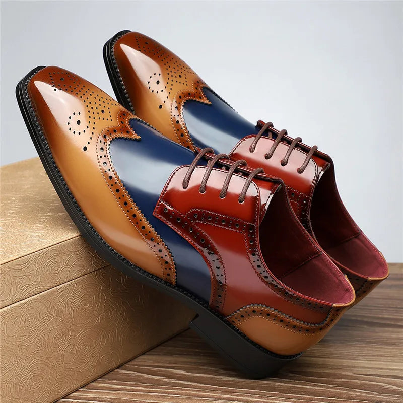 Fashion New Men's Pointed Green White Casual Brogues Oxford Shoes Male Wedding Dress Homecoming Formal Wedding Formal Footwear
