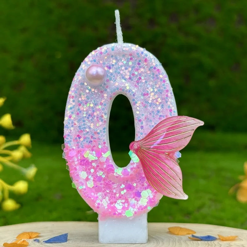 Digital Birthday Candles Party Decoration Birthday Pink Candles Sparkling Pink Beauty Fish Tail Wedding Boys Girls Gifts Number Good Vibrations