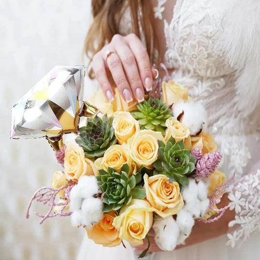 4/2pcs Wedding Decor Diamond Ring Foil Balloons Engagement Wedding Ring Shaped Balloon Bridal Shower Hen Party Supplies Good Vibrations