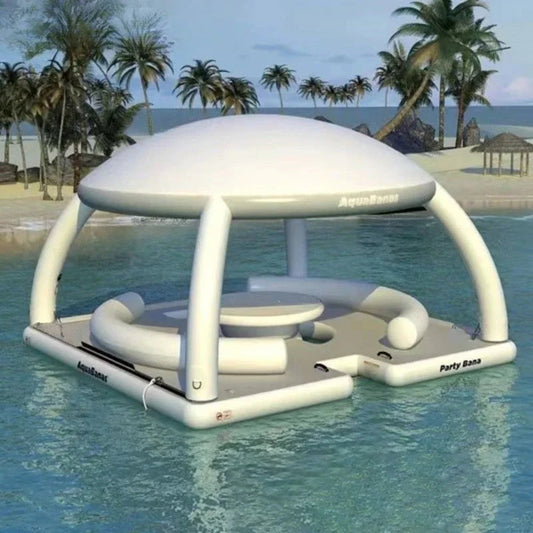 Yacht Inflatable Water Floating Platform Awning Inflatable Sofa Bar Tent Sea Good Vibrations