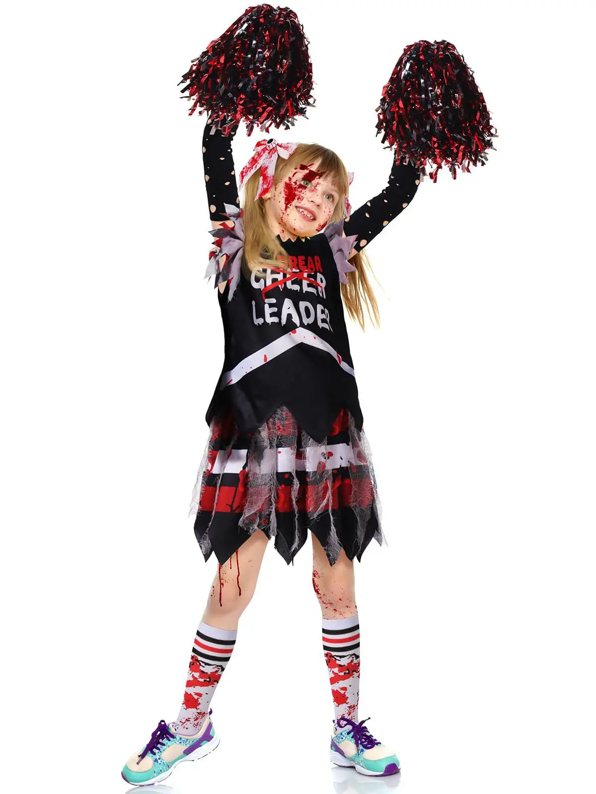 Kids Halloween Horror Costumes Zombie Cheerleading Outfits Halloween Theme Party Uniform Bloodstained Cosplay Fancy Dress Good Vibrations