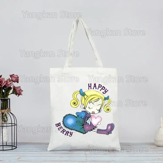 Polly Pocket Print Reusable Shopping Bag Bolsas De Tela Grocery Shopper Shopping Jute Bag Cotton Bag Jute Sacola Reciclaje Good Vibrations