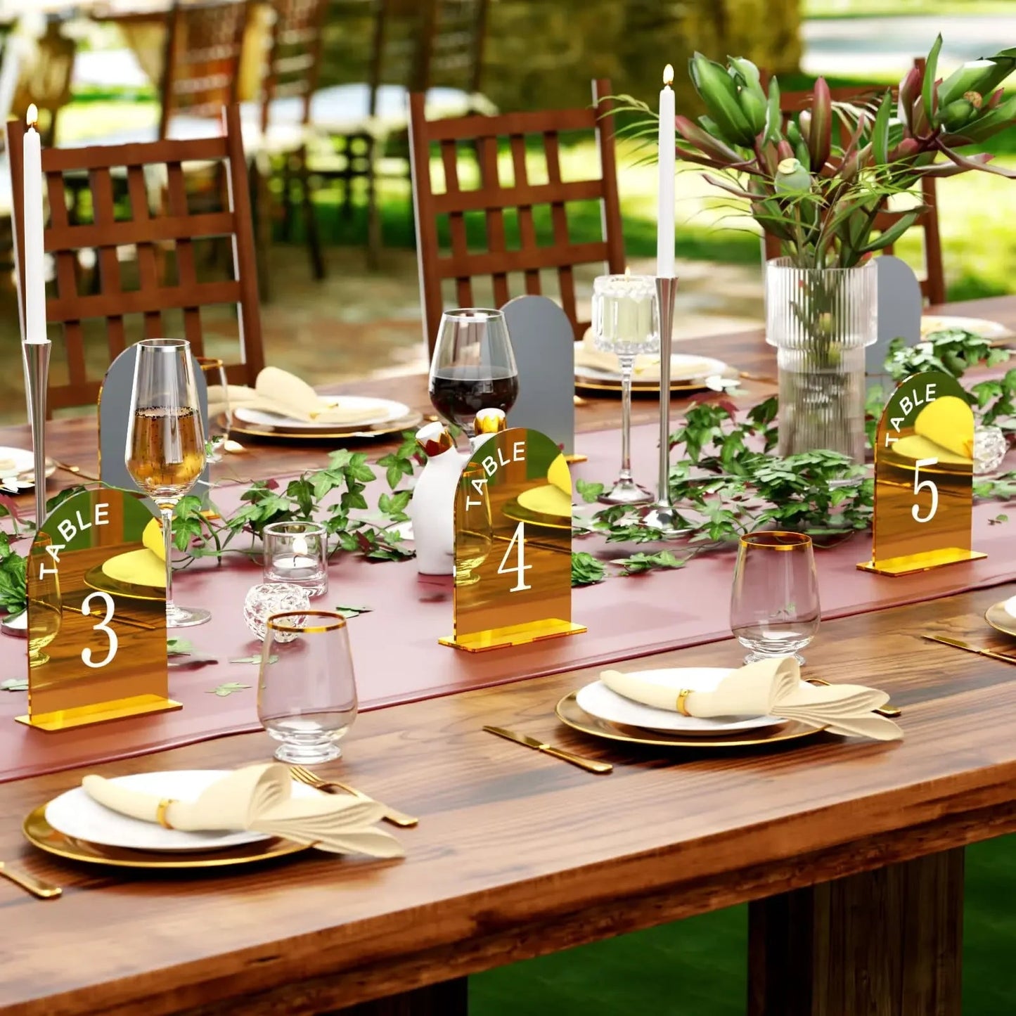 Wedding Table Numbers - Clear and Gold Mirror Acrylic Signs - Gold Wedding Table Signs - Wedding Table Decor Good Vibrations
