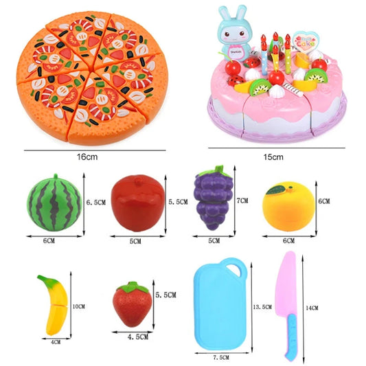 Children Pretend Goodies Play Simulated Kitchen Toys Plastic Cutting Food Kids Toy Object Cognition Boys Girl Birthday Gifts TMZ Good Vibrations