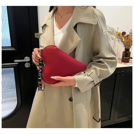 PU Coin Purse Trendy Female Bag Women Wallets New Heart-shaped Bag Zipper Purse Wrist Clutch Storage Portable Bag Fashion Good Vibrations