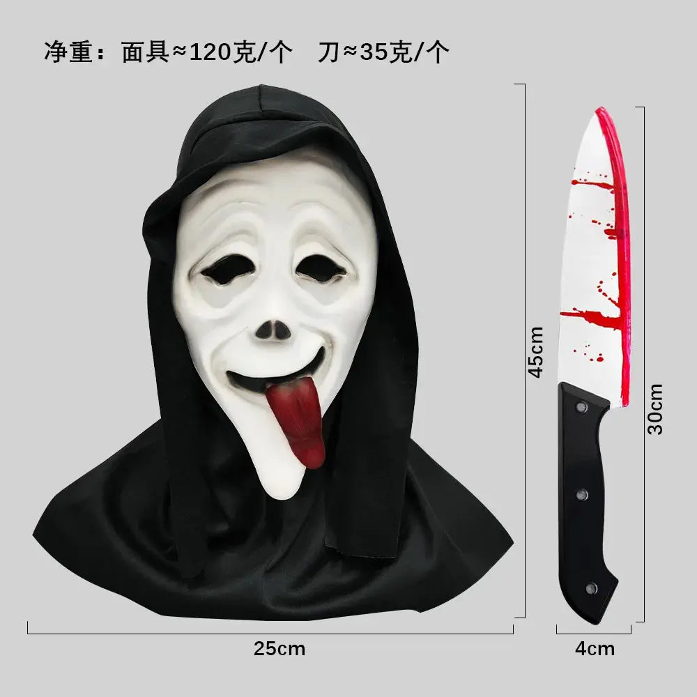 Screaming, Terrifying, Bloody Headset, Makeup Ball, Skull, Ghost Face Mask, Halloween Party, Mock Prop Good Vibrations