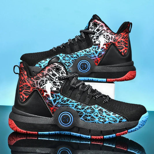 Basketball Shoes Men Field Training Non-slip High-top Luxyry Design Mesh Breathable Sneakers Pro Original Kids Basketball Boots Good Vibrations