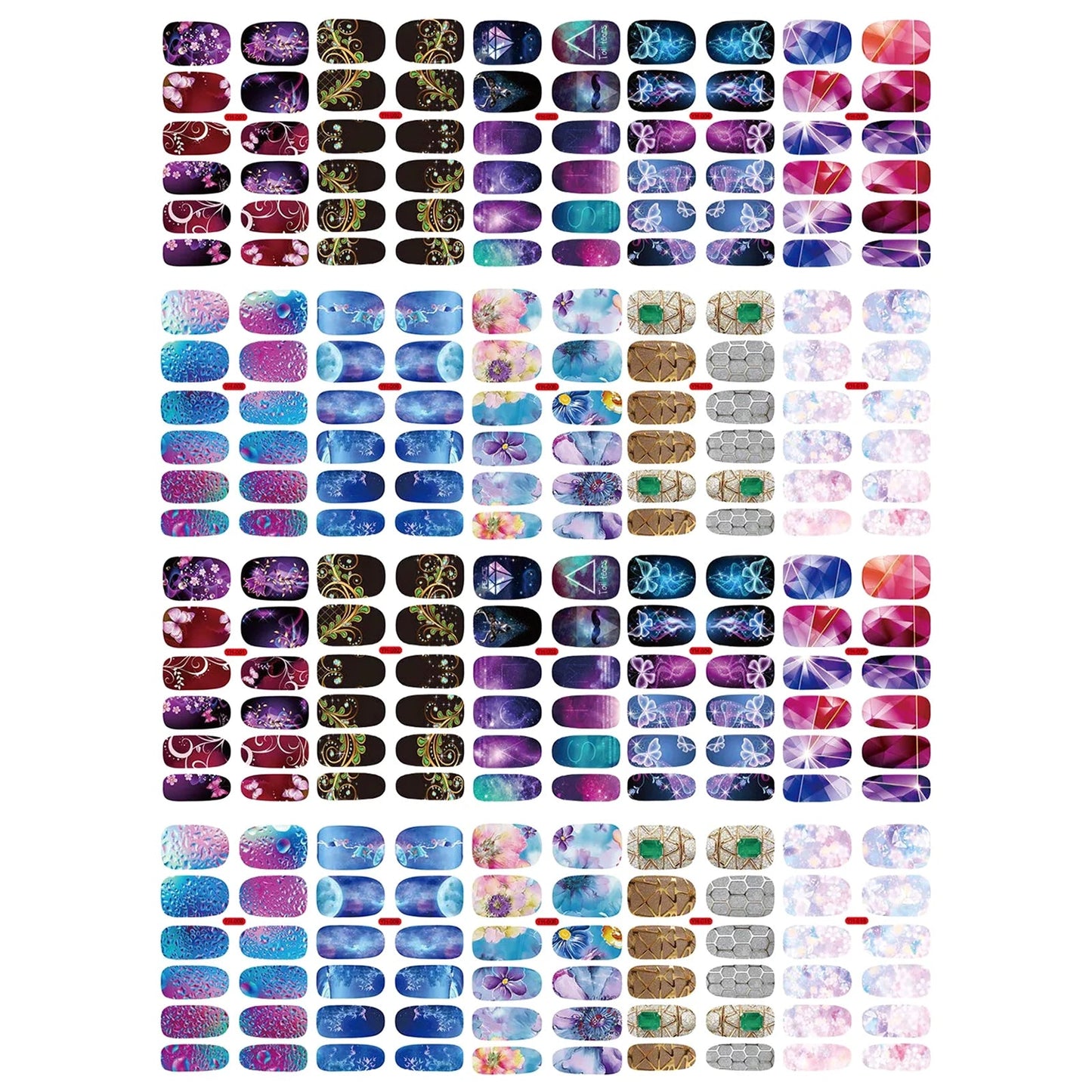 10 Sheets Beautifully Nail Stickers Self-Adhesive Lasting Nail Polish Stickers DIY Nail Art Decals Colorful Nail Accessories Good Vibrations