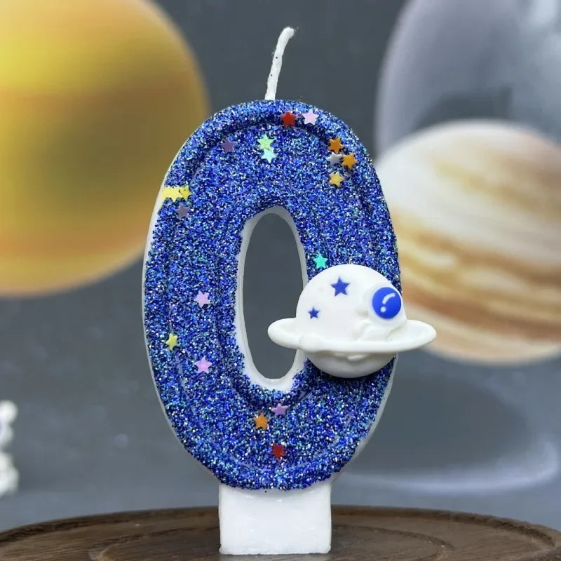 Number Birthday Candles Cake Party Decoration Birthday Candles Planet Universe Blue Boys and Girls Number0-9 Star Blue Party