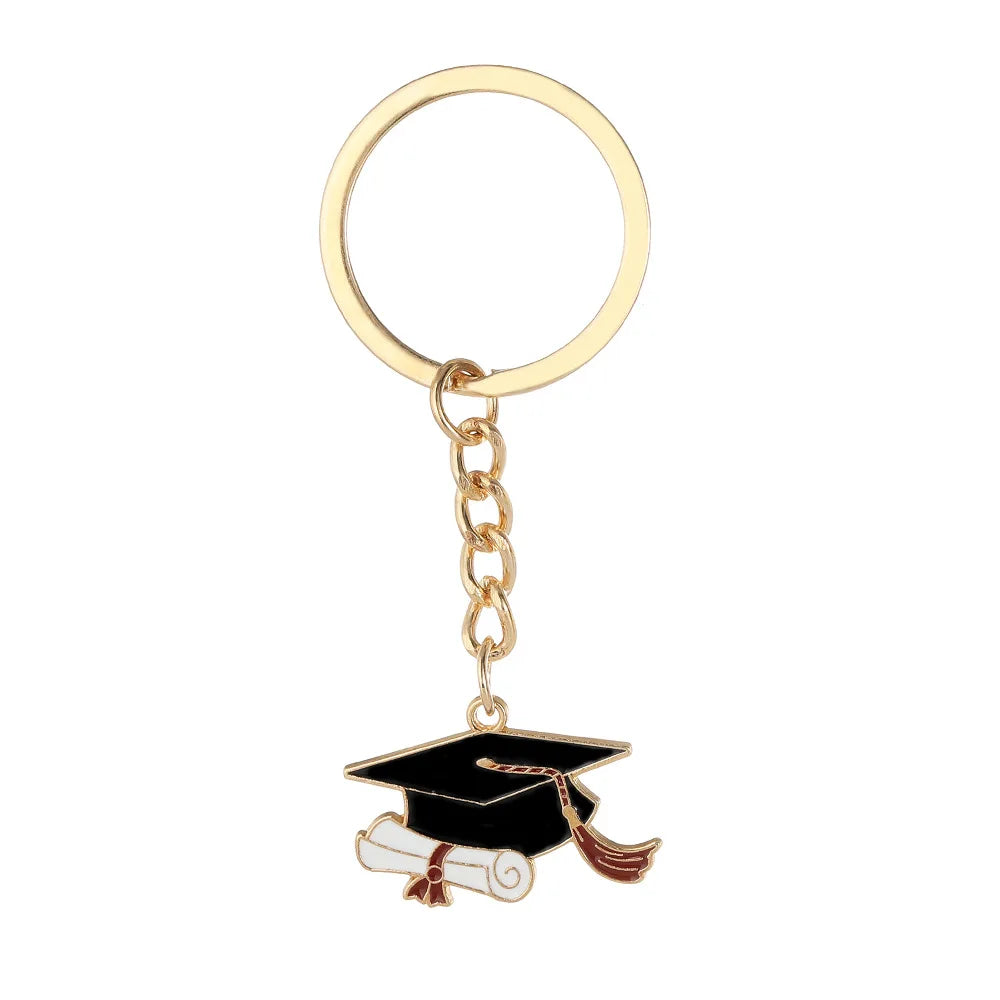 20 Graduation Gifts: Graduation Cap-shaped "Happy Graduation" Keychains. Metal material, suitable for graduation/school return g Good Vibrations