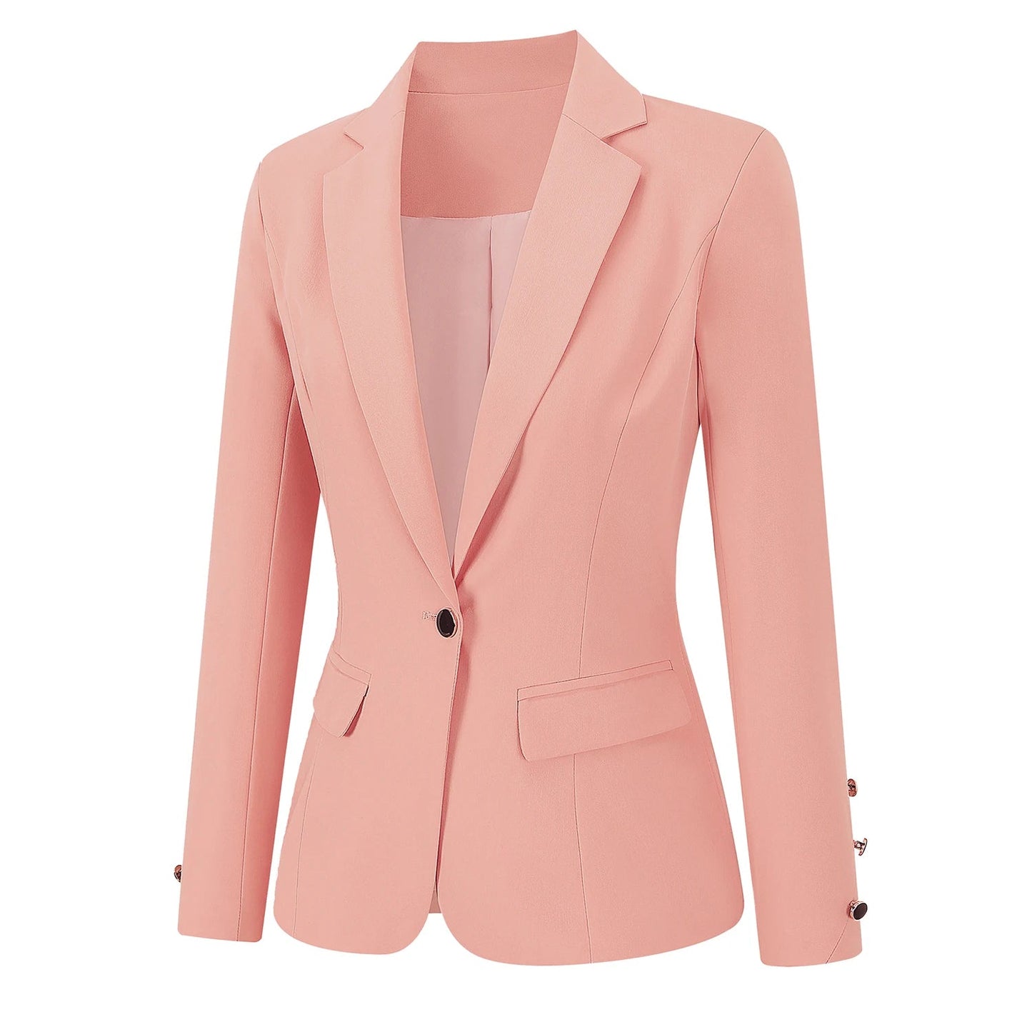 Women's Casual Elegant Jacket Blazer, Design Stitching Sleeves Buttoned and Double Pockets Fine Jackets ,Suitable All Seasons
