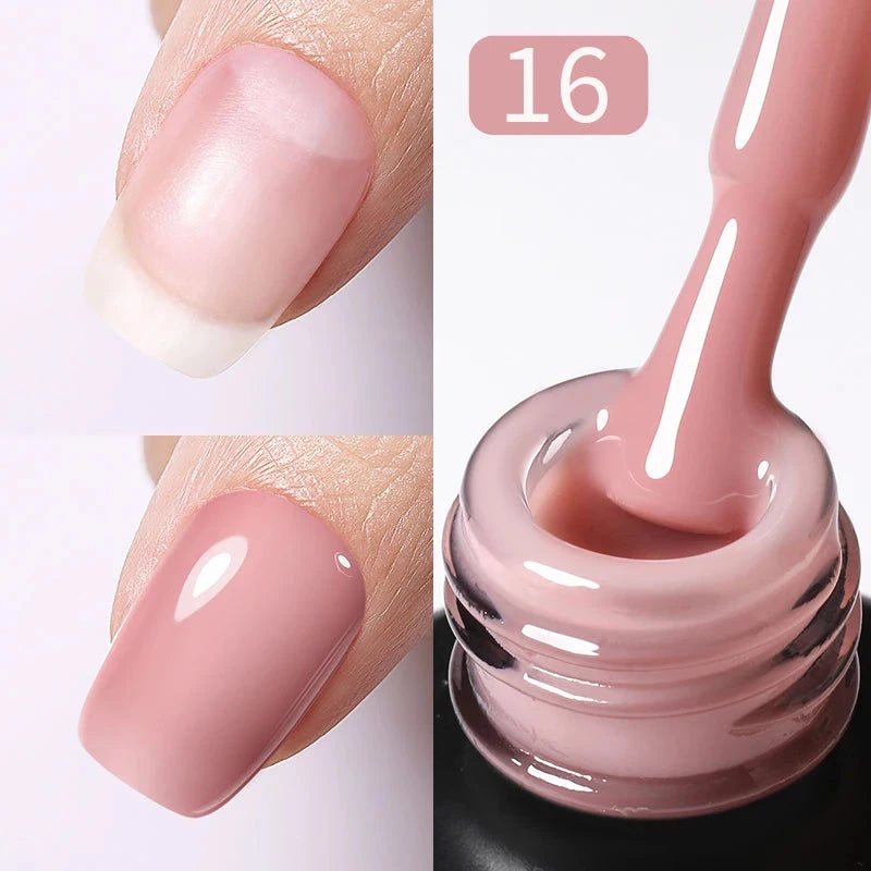 BORN PRETTY Milky Pink Rubber Base Gel Nail Polish Glitter 15ml Semi-Permanent Varnish Soak Off Self Leveling UV LED Gel Good Vibrations