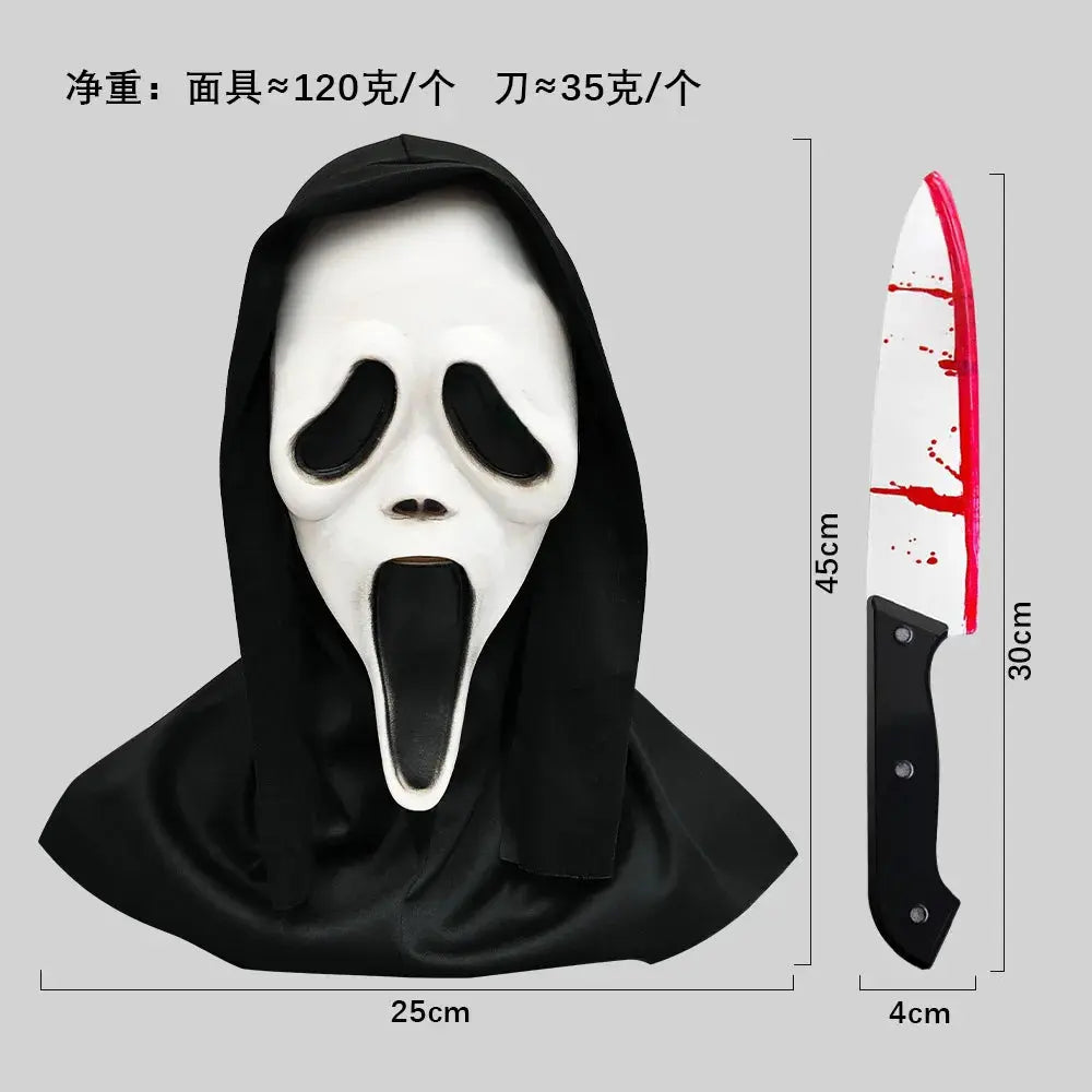 Screaming, Terrifying, Bloody Headset, Makeup Ball, Skull, Ghost Face Mask, Halloween Party, Mock Prop Good Vibrations
