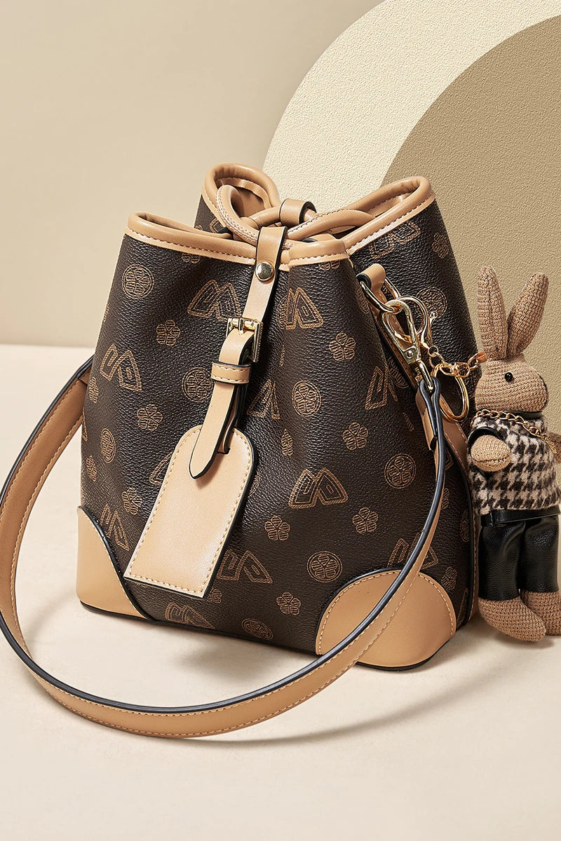 FOXER Women Small Fashion Crossbody Bag Bucket Shoulder Handbag Purse for Lady Gift for Wife Girlfriend Good Vibrations