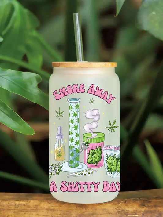 UV DTF Weed Cannibas Leaf Plants Valentine's Day For 16oz Libbey Glass Can Wrap D15414 Good Vibrations Adult Super Store