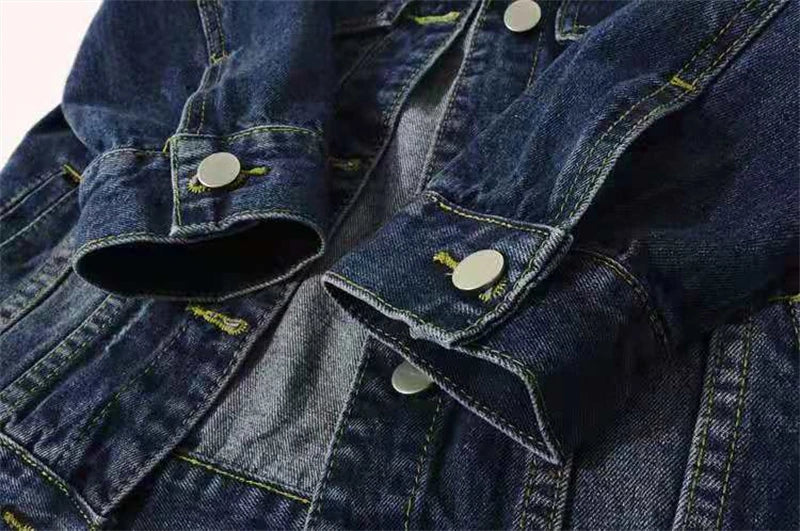 2024 New Women Spring Autumn Denim Jacket Tops Pink Color Solid Short Multicolor Feminino Three Quarter Sleeve Jean Jacket Good Vibrations