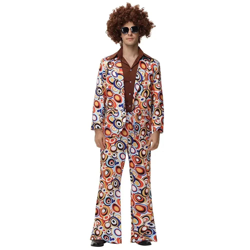 Halloween Party Disco Adult Couples Hippie Costumes Women Male 70s 80s Rock Disco Cosplay Outfits Dance Fantasia Costume Good Vibrations