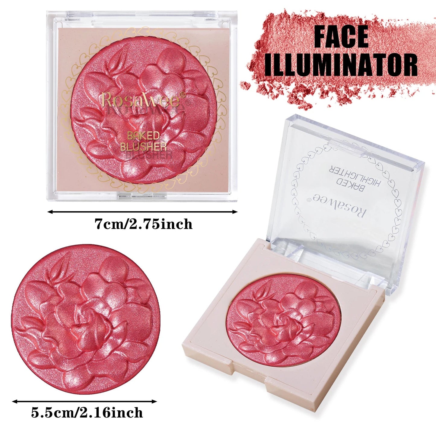 Pearlescent Shimmer Blush Powder, Single-color Blush, Fine Powder, Improves Skin Tone, Blush Without Flying Powder Good Vibrations