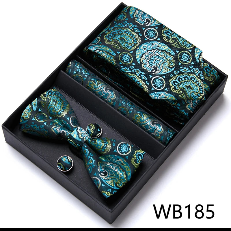 Tie For Men Formal Dress Tuxedo NeckTie Handkerchief Bow Tie Set PlaisyParty Groom Wedding Butterfly Bowtie In Box Good Vibrations