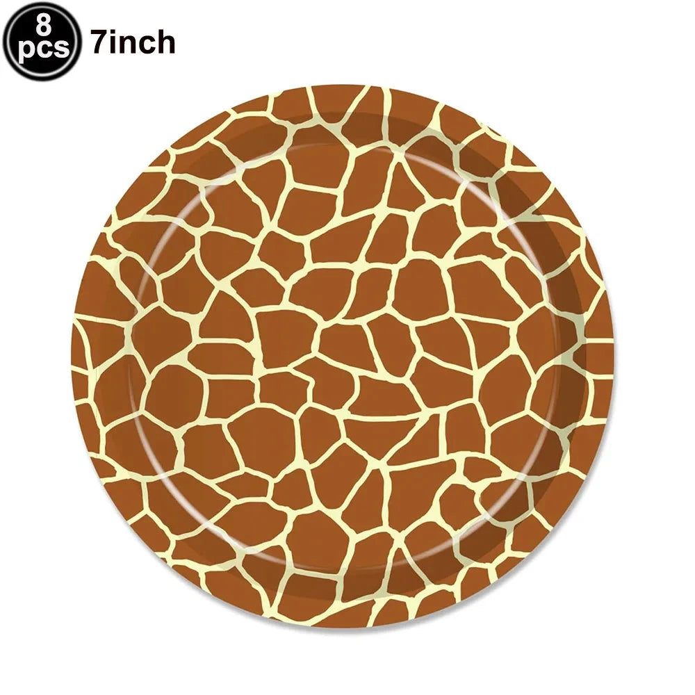 Jungle Animal Print Party Paper Plates Tiger Giraffe Leopard Disposable Plate Kids Birthday Decor Safari Themed Party Supplies Good Vibrations