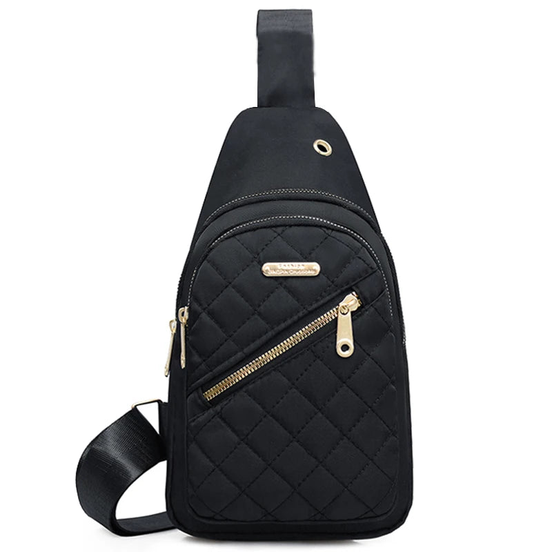 Neutral style backpack for men and women, with multiple color slanted fabric and nylon material. Suitable for travel. Good Vibrations