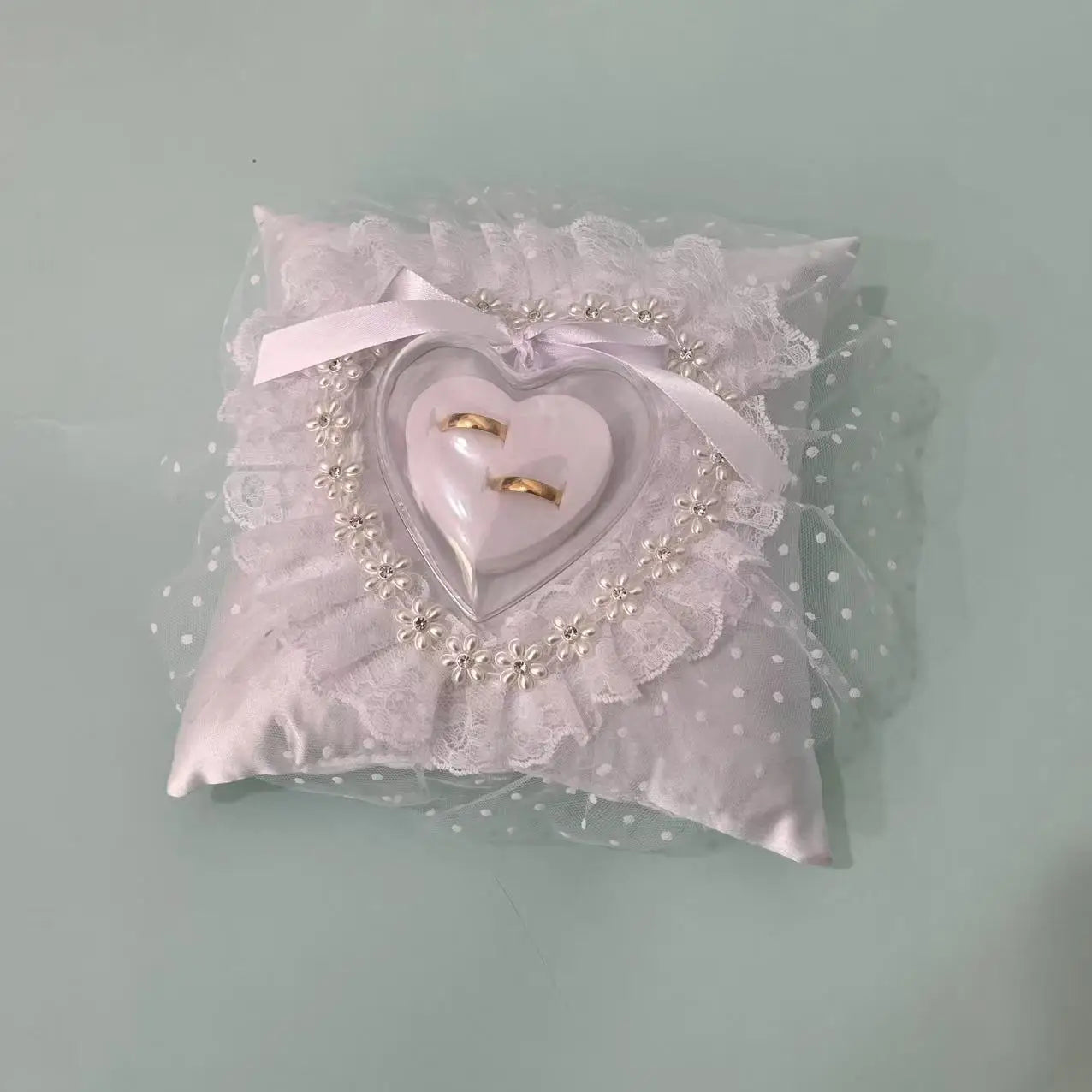 Wedding Ring Pillow - Elegant Ring Bearer Cushion for Bride and Groom's Ceremonial Exchange Good Vibrations