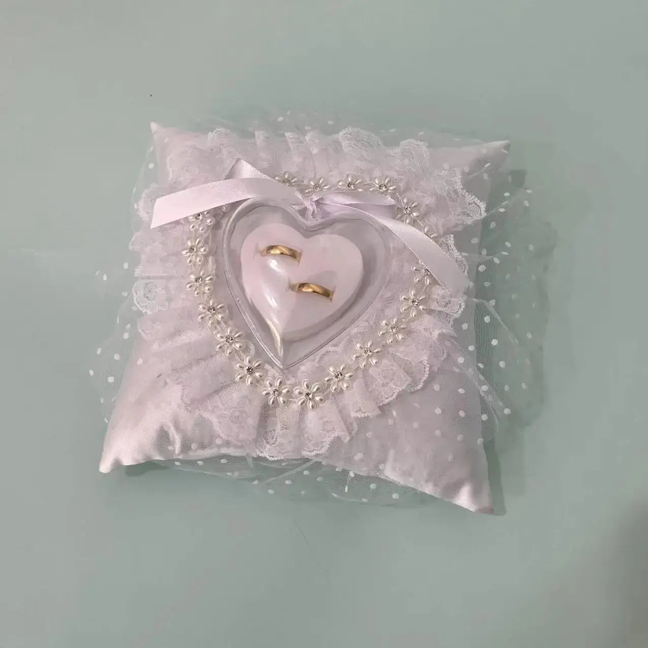 Wedding Ring Pillow - Elegant Ring Bearer Cushion for Bride and Groom's Ceremonial Exchange Good Vibrations