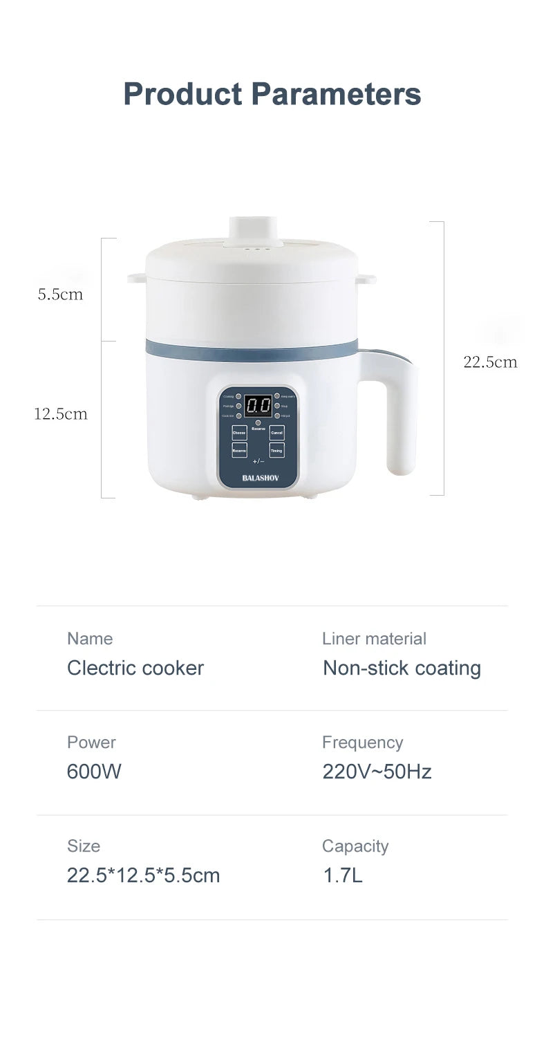 1.7L Electric Rice Cooker Single Double Layer 220V Multi Cooker Non-Stick Smart Mechanical MultiCooker Steamed Rice Pot For Home Good Vibrations Adult Super Store