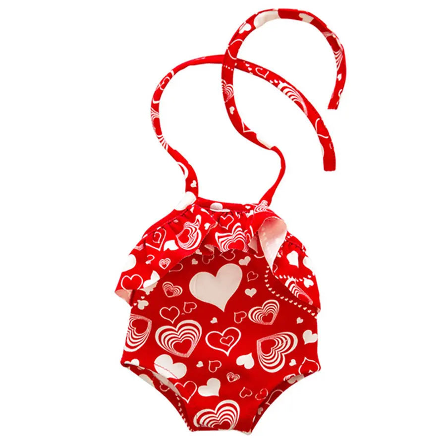 Cute Swimming Suit for 16-18Inch American Doll Sweet Heart Print Doll Swimsuit Clothes for 43Cm Newborn Baby Doll Kids Gift Good Vibrations