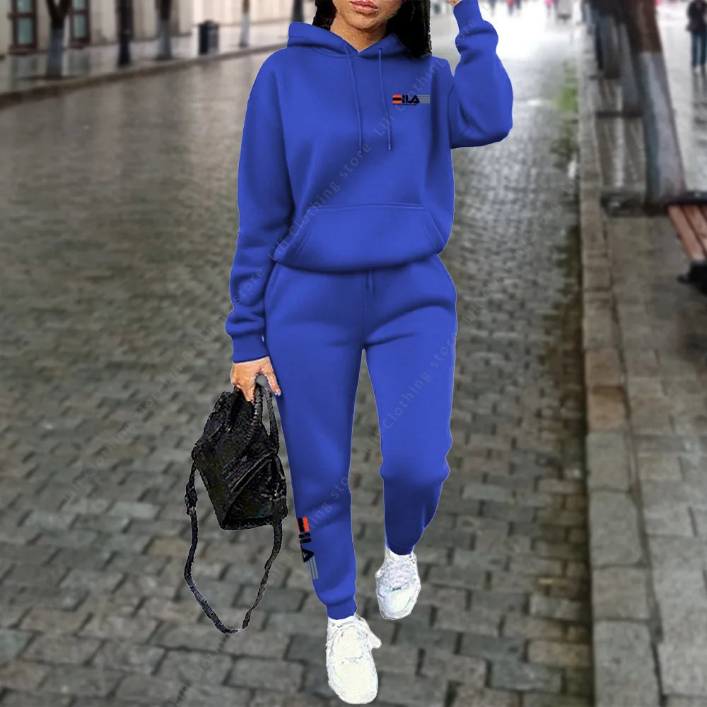 Women's Tracksuit Hoodies Trousers 2PCS Suit Winter Sports Jogging Outfits Fashion Street Designer Clothes for Women Pants Set Good Vibrations