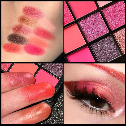 9-Grid Eye Shadow Palette Make-up for Women Glitter Pearlescent Matte Eyeshadow Cosmetics Shimmer Long Lasting Makeup Products Good Vibrations