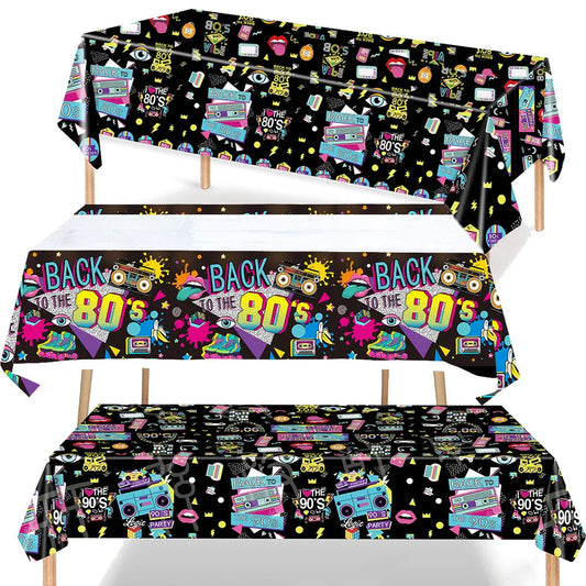 80s Party Table Covers Disposable Plastic Tablecloths Back to The 80s Party Supplies Decorations 80's Theme Disposable Tableware Good Vibrations