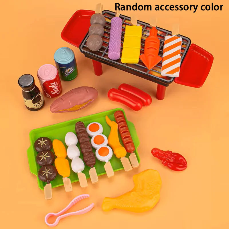 Baby Dress Up Kitchen Toys BBQ Set Kids Simulated BBQ Cookware Cooking Simulated Food Cosplay Educational Gift Toys Good Vibrations