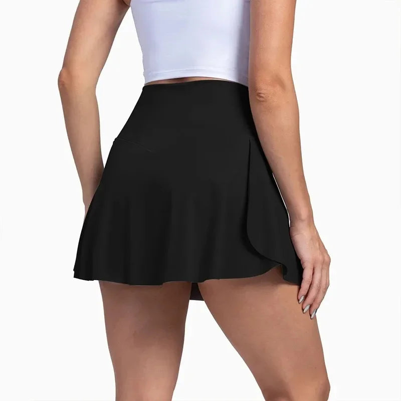 Women Pleated Tennis Skirt with Pockets Shorts Athletic Skirts Crossover High Waisted Athletic Golf Skorts Workout Sports Skirts Good Vibrations