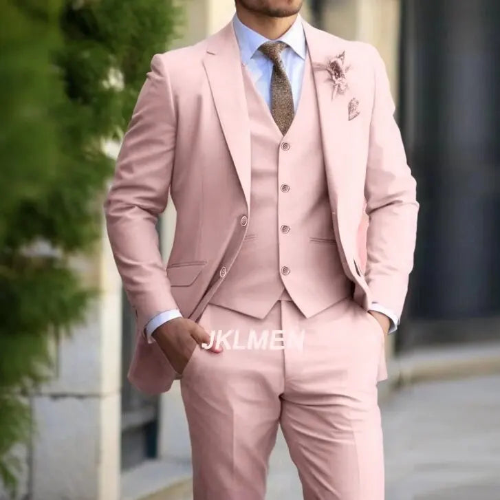Classic Men Suit 3 Pieces Fashion Slim Fit Blazer Vest Pants Set Formal Business Wedding Tuxedos for Men Casual Clothing Good Vibrations