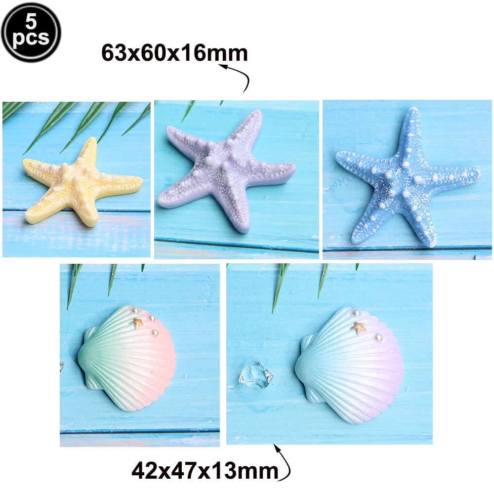 Mermaid Theme Cake Toppers Shell Starfish Fish Tail Children Girl Birthday Wedding Baby Shower Party Cake Decorations Supplies Good Vibrations