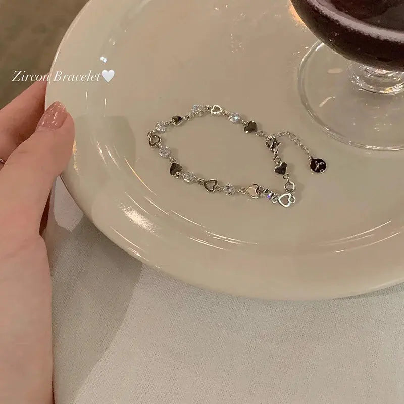 Elegant Crystal Flowers Bracelet For Women Y2K Sweet Girls Moon Cherry Blossom Bow Zircon Bracelets Luxury Designer Jewelry Gift Good Vibrations