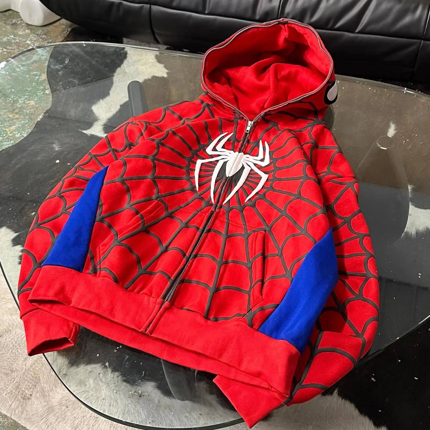 American Spider 3D Foaming Embroidery Zipper Hoodie Y2K Retro Gothic Harajuku Women Zip Up Jacket Hoodies Sweatshirt Men Clothes Good Vibrations