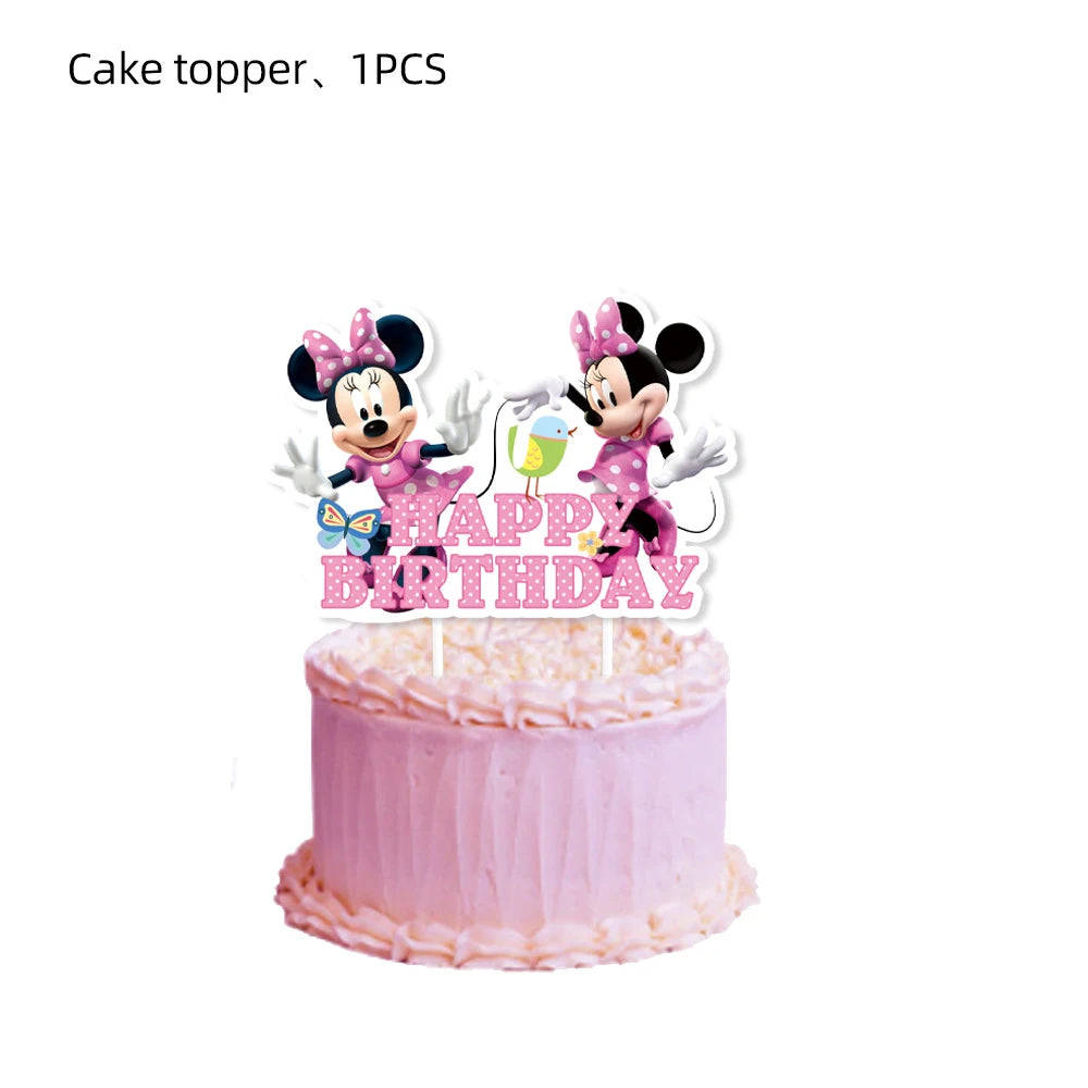 Minnie Mouse Birthday Decoration Disposable Cups Plates Tablecloth Cake Latex Balloon Baby Shower Kids Girls Party Supplies Good Vibrations