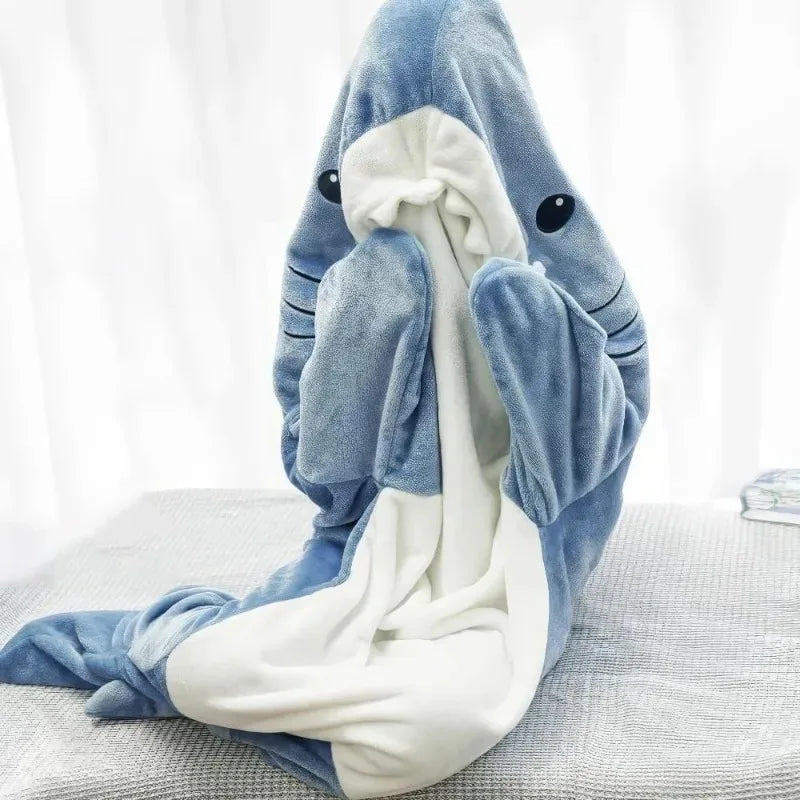 Shark Cosplay Onesie Pajamas Flannel Loose Couple Adult Camping Sleeping Bag Wearable Blanket Funny Gifts Pajama Party Costume Good Vibrations